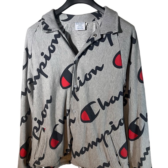 Champion Other - Vintage Champion Large Allover Print Spell Out Reverse Weave Sweatshirt Jacket